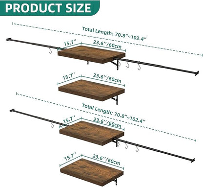 YITAHOME Wall-Mounted Closet System with Expandable Rod and Thickened Shelves – Adjustable Clothing Rack for Bedroom, Laundry Room and Cloakroom, Suitable for 2-8 Feets Space