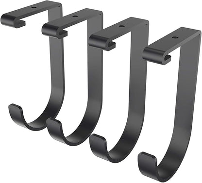 FLEXIMOUNTS 4 Pack Add On Storage Flat Hook Accessory for Garage Ceiling Rack and Wall Shelving, Max Weight Capacity up to 50lbs, Black
