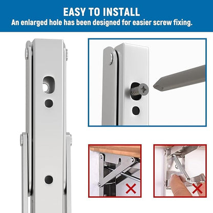 LEOPO 16 inch Folding Shelf Brackets-2 Pack Foldable Heavy Duty Triangle Collapsible Wall Mounted Brackets for Fold Down Table, Space Saving for Bench Table with Screws, Stainless Steel