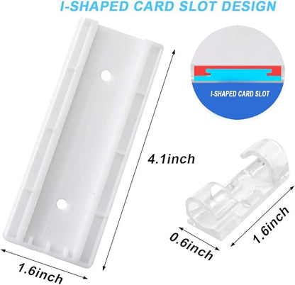 ACKLLR 4 Pack Self Adhesive Power Strip Holder Fixator Wall Mount Plug-in Socket Fixer Bracket Stand with 16 Pcs Cable Organizer Clips Clear for Remote Control Router Desk Computer Kitchen Home Office