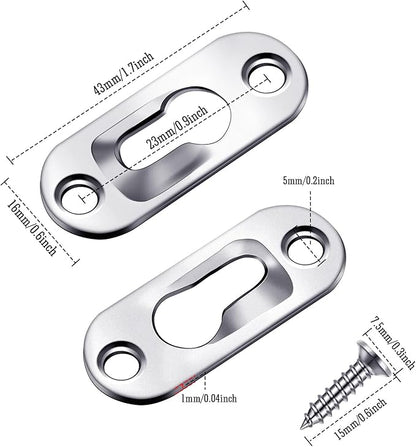 Ripeng 30 Pcs Single Keyhole Hangers Picture Hanger with 60 Pcs Screws Metal Keyhole Hanging Brackets Fasteners for Wall Mirror Picture Frames, 43 x 16 mm(Silver)