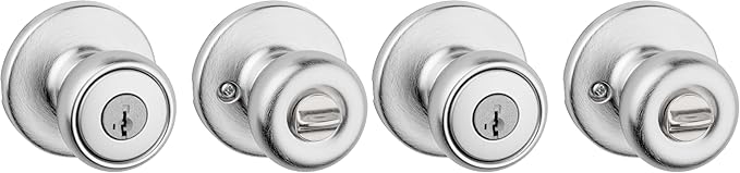 Kwikset 94002-870 Tylo Keyed Entry Knob with Smartkey Security in Satin Chrome (Pack of 2)