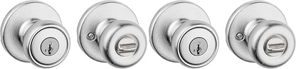 Kwikset 94002-870 Tylo Keyed Entry Knob with Smartkey Security in Satin Chrome (Pack of 2)