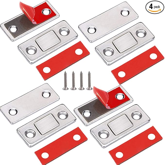 Cabinet Magnetic Catch Jiayi 4 Pack Ultra Thin Cabinet Door Magnetic Catch for Drawer Magnets Adhesive Cabinet Latch Magnetic Closures for Kitchen Closet Door Closing Magnetic Door Catch Closer
