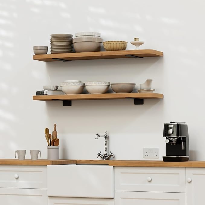 LEOPO 12 inch 4 Pack Floating Shelf Brackets, 1/5” Thick Heavy Duty Rustic Industrial Shelf Bracket, Floating Hidden Metal Bracket