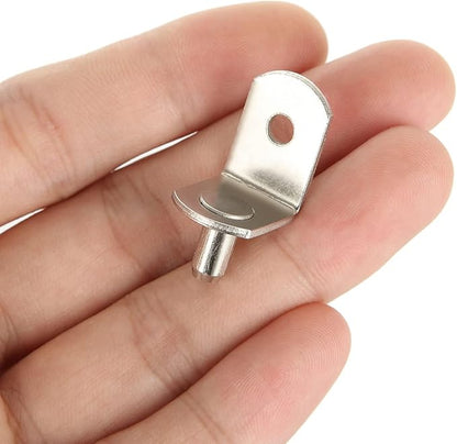 100 Pcs Shelf Support Pegs, 5mm Shelf Pegs Shelf Pins, Cabinet Adjustable Shelf Brackets Peg with Rubber Sleeve, L-Shaped Clips for Kitchen Bookcase Cabinet Furniture Support(Silver)