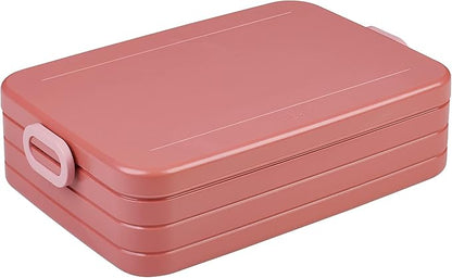 Mepal Bento Box Large - Lunch Box with Bento Box - for 4 Sandwiches or 8 Slices of Bread - Lunch Box for Sandwiches, Small Snacks & Left Overs - Lunch Box Adults - Vivid Mauve