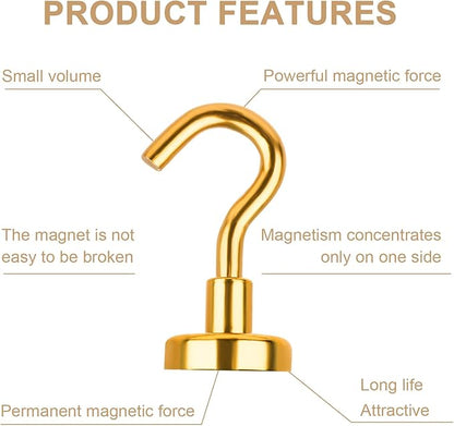 DIYMAG Magnetic Hooks Gold, 30Lbs Strong Heavy Duty Cruise Magnet S-Hook for Classroom, Fridge, Hanging, Cabins, Grill, Kitchen, Garage, Workplace and Office Etc, (20 Pack)