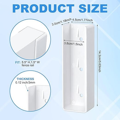 Nuanchu 10 Pcs Vinyl Fence Brackets White 1.5x5.5 Vinyl Fence Rail Mount Brackets Bulk U Mount Bracket Kit for Railings Fences Walls