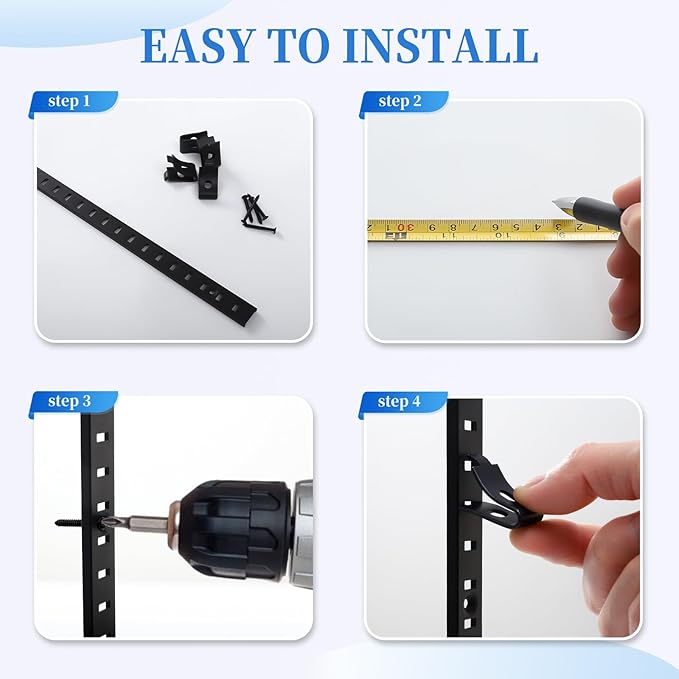 8 Pcs 40 Inch Shelf Pilaster Tracks and 24 Pcs Shelf Clips Adjustable Metal Shelving Rail Mortise Mount Pilaster Strip Standard for Bookcases Cabinet Closet Shelving System (8, Black)