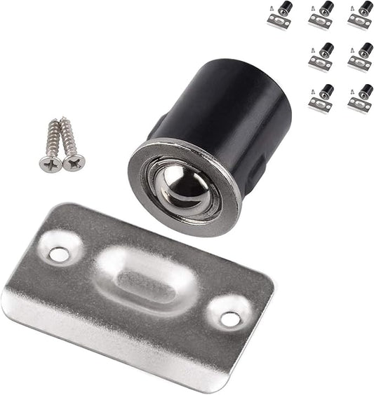 HOMOTEK 8 Pack Drive in Ball Catch with Strike Plate for Closet Doors, Satin Nickel, 13/16 Inch x 1-1/8 Inchs,Die-cast, Adjustable Tension Ball