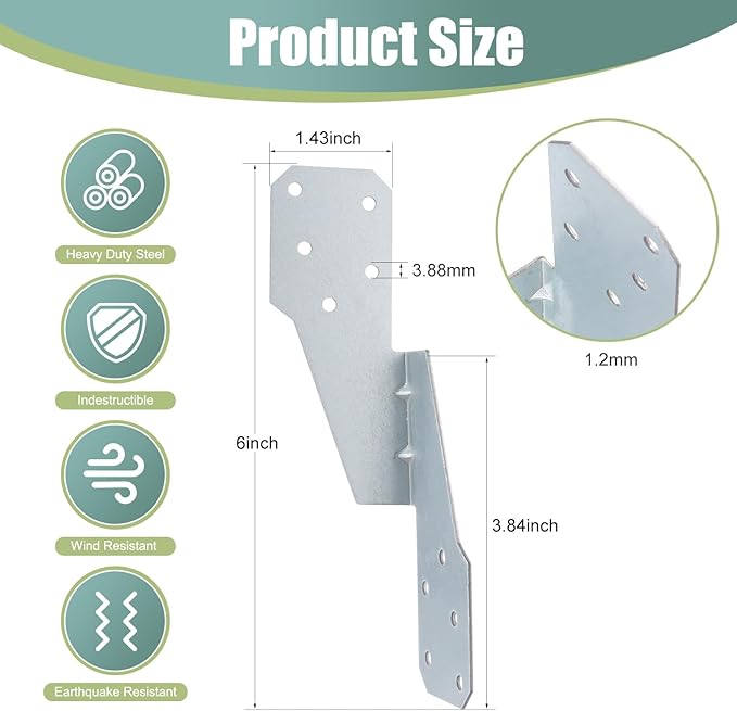 30 Pack Hurricane Straps Brackets, Heavy Duty Hurricane Ties with Black Powder-Coated, Hurricane Straps Trusses/Rafters Ties Brackets Joist Hangers for Wood, Shed, Roof