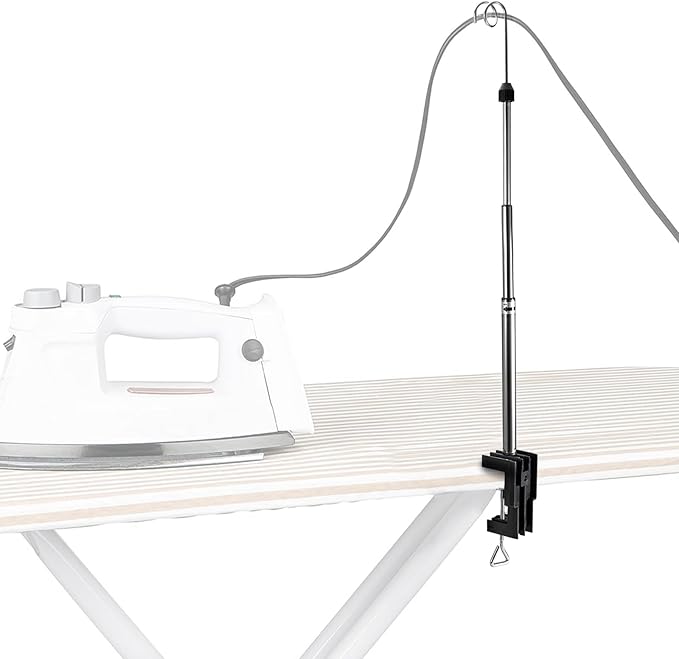 Universal Flexible Iron Cord Holder, Steam Iron Cord Holder for Standard Ironing Boards, Metal, Tabletop Mount