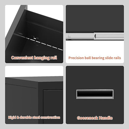3 Drawer Metal File Cabinet with Lock Heavy Duty Locking File Cabinets Home Office Steel Filing Cabinet Vertical File Cabinets for Legal/Letter Size File,Assembly Required
