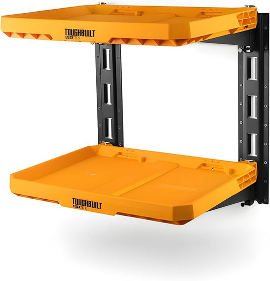 ToughBuilt 2-Shelf Storage, Wall Mounted Garage Organizer Shelves, StackTech System