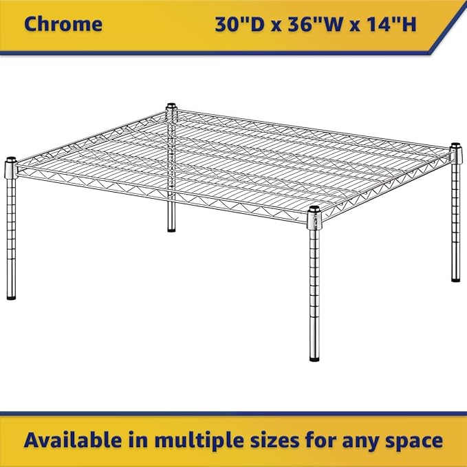 30" x 36" x 14" Chrome Wire Storage Shelf, Dunnage Rack, Commercial 1 Tier Small Shelf