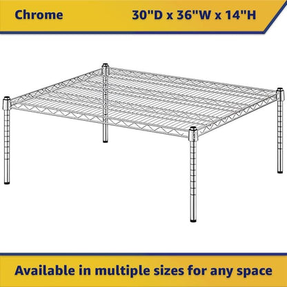 30" x 36" x 14" Chrome Wire Storage Shelf, Dunnage Rack, Commercial 1 Tier Small Shelf