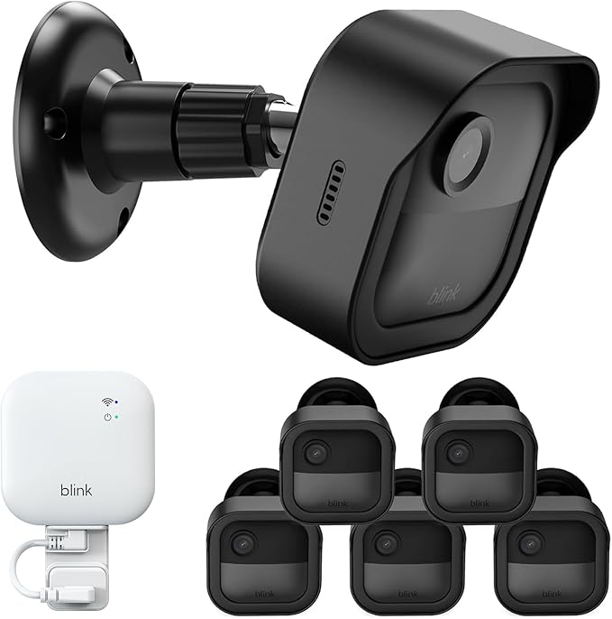 Blink Outdoor 4 (4th Gen) Wall Mount, Weatherproof Protective Cover and 360 Degree Adjustable Mounting with Blink Sync Module Outlet Mount for Blink Outdoor Indoor Security Camera (Black, 5 Pack)