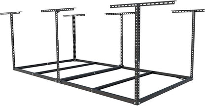 FLEXIMOUNTS 4x8 Overhead Garage Storage Rack without Decking, Storage Organization System, Heavy Duty Metal Garage Ceiling Racks, 600lbs Weight Capacity, Black, Lite Series