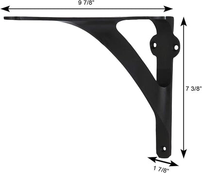 Set of 2 Shelf Brackets for 8", 10", 12" Shelves - Oil Rubbed Bronze Finish - 9.88" X 7.38" Heavy Duty Brass L Brackets for Wall Shelves Hardware Included,