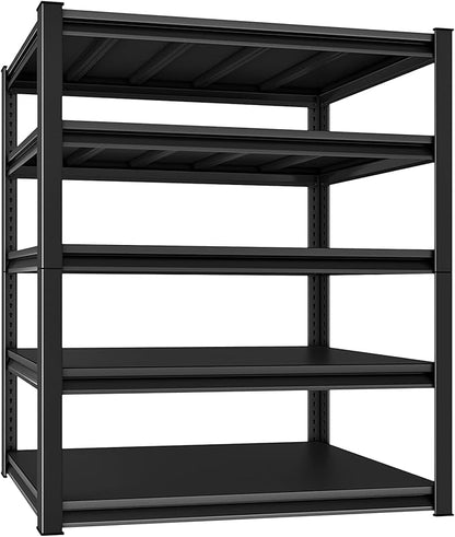 48''W Garage Shelves Heavy Duty - 3,000Lbs Steel Metal Adjustable Utility Storage Shelving Rack Units 48" W x 24" D x 78" H 5 Tier Black
