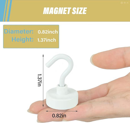 Neosmuk Magnetic Hooks, Heavy Duty 40lb+ Strong Magnet Hook for Cruise Cabins, Cruise Ship Essentials for Hanging, Metal Wall Refrigerator Hangers (White, 10 Pack)