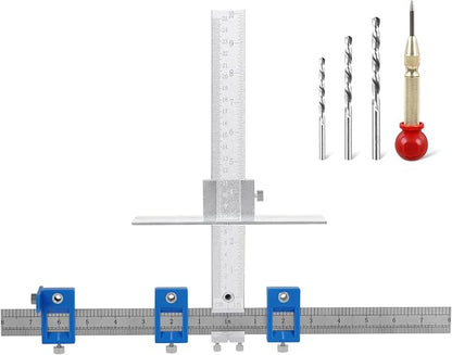 Metal Cabinet Hardware Jig, Punch Locator Drill Guide,Wood Drilling Dowelling Guide for Installation of Handles Knobs on Doors and Drawer, Cabinet Template Tool for Handles and Pulls