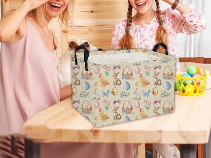 Easter Baskets for Kids Gift Basket Empty Baby Basket for Boys and Girls Rectangular Toy Storage Bins Organizer Bin Box Cute Room Decor for Home(Easter Baskets)