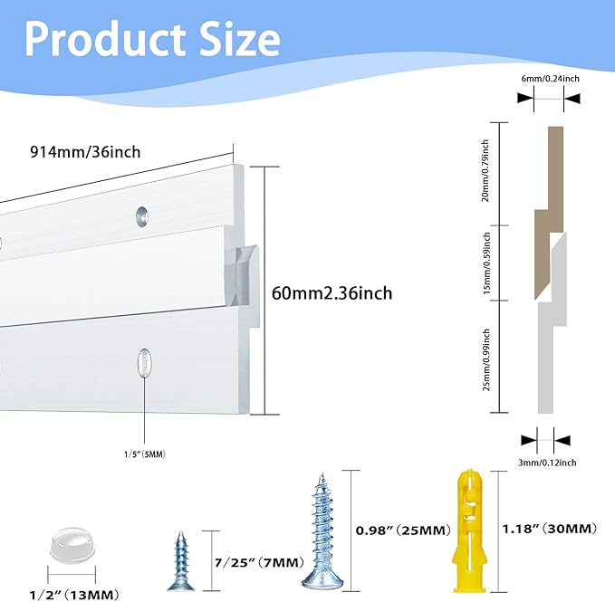 36 '' French Cleat Heavy Duty, French Cleat Hanger - Heavy Duty Aluminum Z Hanger for Hanging Picture, Mirror, Shelf, Headboard, Panel or Whiteboard ( 2 Pairs, Supports 210 lbs )