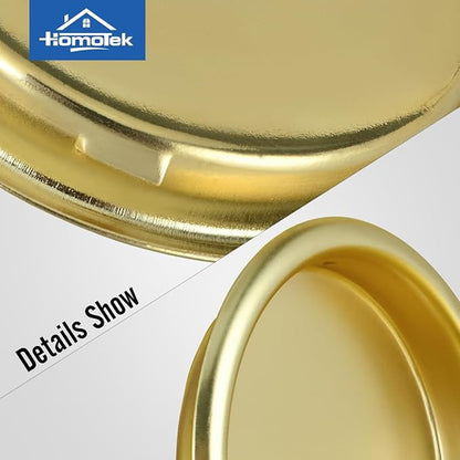 HOMOTEK 8 Pack Closet Door Finger Pull 2-1/16”, Easy Snap in Installation, Brushed Brass Finish, Fits a 5/16”Depth x 2-1/16" Diameter Opening Hole