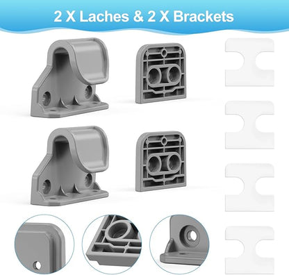 EZIGO Retractable Baby Gates Replacement Parts, Full Set Wall Mounting Accessories Including Brackets, Latches, Screws for 120 inch Extra Wide Baby Gate Pet Gate Mesh Gate Retractable Dog Gate, Gray