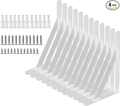 Heavy Duty Shelf Brackets 16 Inch x 10 Inch, Brackets 4 6 8 10 12 16 20 Inch, Wall Mount Floating Shelves Brackets(White, 6 Pairs)