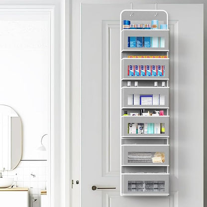 Simple Houseware 6 Clear Window Pocket Over Closet Door Storage Hanging Organizer for Bedroom, Bathroom, Pantry, Gray
