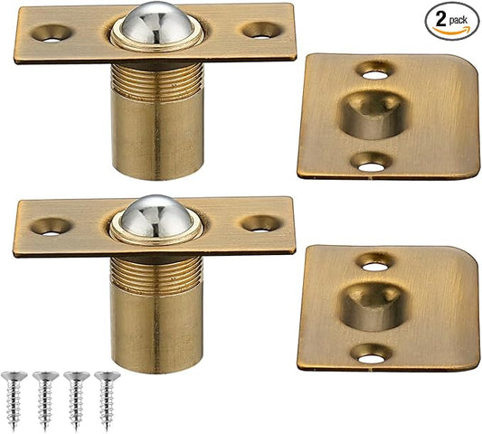 JQK Closet Ball Catch Door Hardware, Stainless Steel Catch Adjustable with Strike Plate, Bronze 2 Pack, HBC100-YRB-P2
