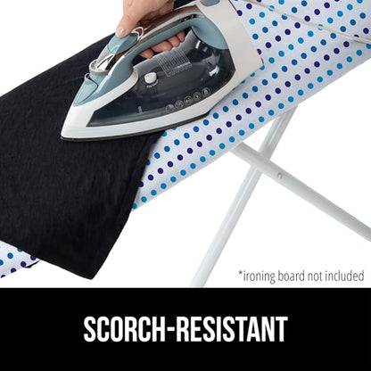 GORILLA GRIP The Original Ironing Board Cover and Pad, Silicone Coating, Thick Scorch Resistant Padding, Heavy Duty Iron Covers Standard Boards, Hook and Loop Fastener Strap, Blue Dots, 15x54