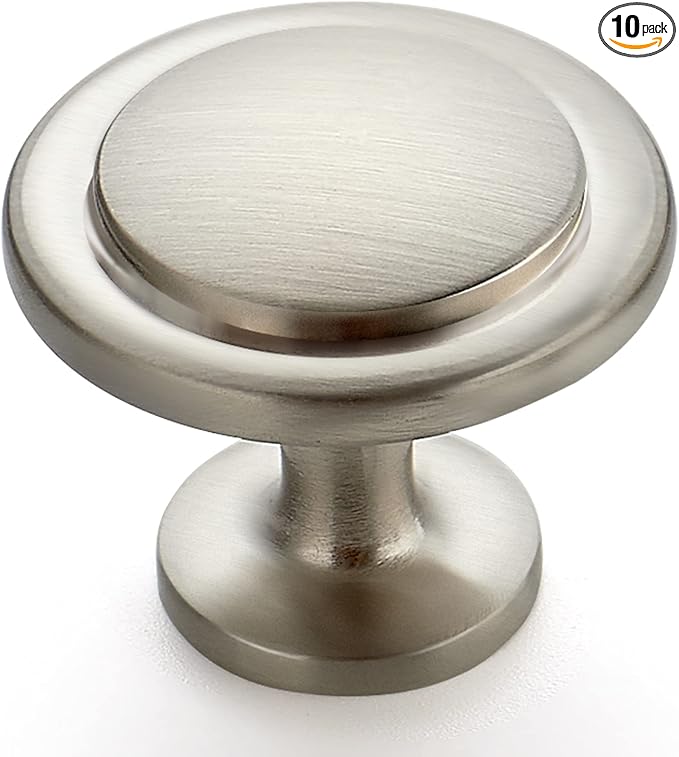 Ravinte 10 Pack 1-1/4 Inch Kitchen Cabinet Knobs Brushed Nickel Zinc Pulls Door Handles for Dresser Drawers