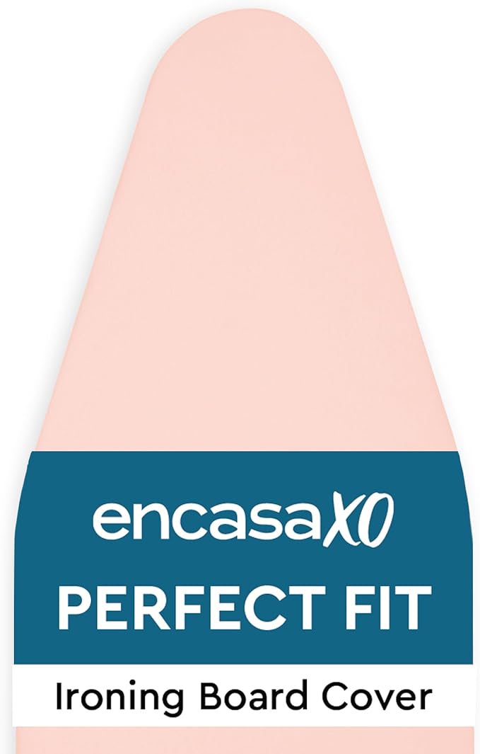 Encasa XO Ironing Board Cover and Pad 54"x15" - 4mm Felt Large Iron Board Cover with Padding - Heat Resistant, Stain-Safe Dye, Non Slip Elastic Bungee Cord Tightening Iron Table Cover Powder Pink