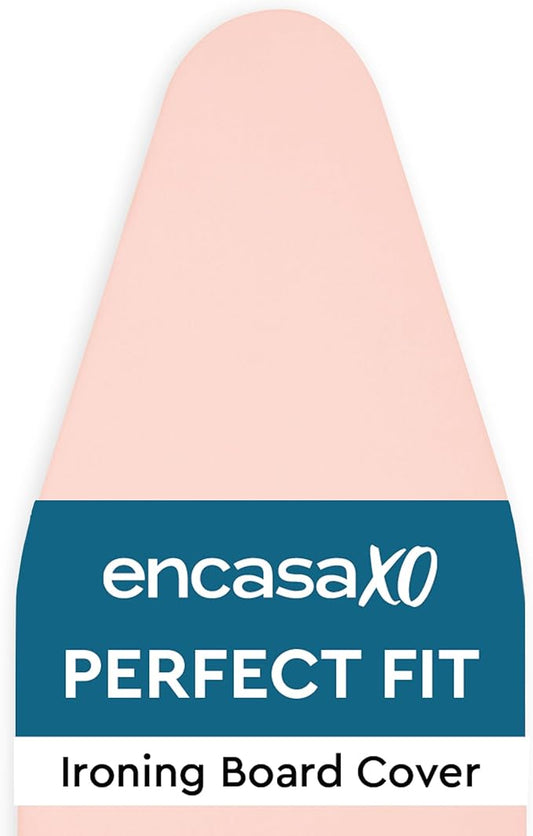 Encasa XO Ironing Board Cover and Pad 54"x15" - 4mm Felt Large Iron Board Cover with Padding - Heat Resistant, Stain-Safe Dye, Non Slip Elastic Bungee Cord Tightening Iron Table Cover Powder Pink