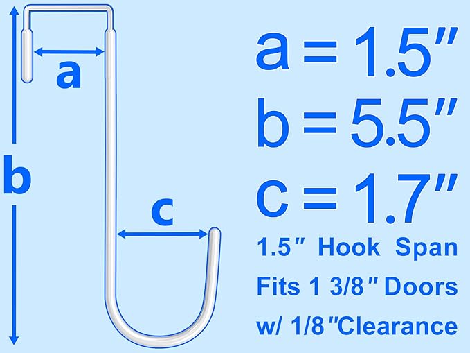 Over the Door Metal Hooks with Plastic Coating 5.5" Fit 0.5" to 1 3/8" Door 6 Pcs Heavy Duty Single Towel Robe Rack Wreath Bathroom Shower Hanger Shoe Organizer Ironing Board Short White