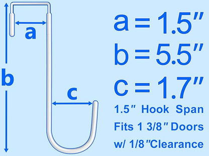 Over The Door Metal Hooks with Plastic Coating 5.5" Fit 0.5" to 1 3/8" Door 2 Pcs Heavy Duty Single Towel Robe Rack Wreath Bathroom Shower Hanger Shoe Organizer Ironing Board Short White