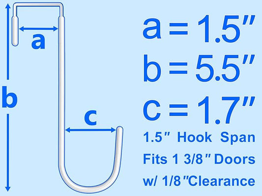 Over The Door Metal Hooks with Plastic Coating 5.5" Fit 0.5" to 1 3/8" Door 2 Pcs Heavy Duty Single Towel Robe Rack Wreath Bathroom Shower Hanger Shoe Organizer Ironing Board Short White