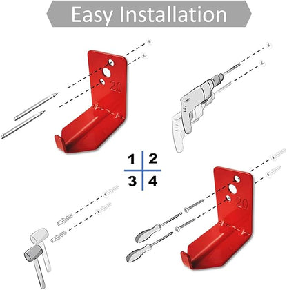 QMARK 4 Pack of Fire Extinguisher Bracket, Wall Mount Hook, Fire Extinguisher Mount up to 20 lbs, Hanger for Universal Extinguishers (Hook, 20 LB)