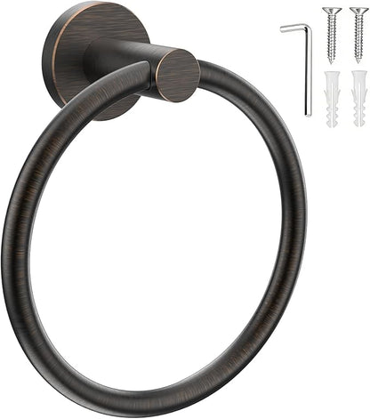 SetSail Towel Holder for Bathroom Wall Screw-in Towel Ring Stainless Steel Hand Towel Holder Heavy Duty Towel Hanger for Bathrooms Oil Rubbed Bronze