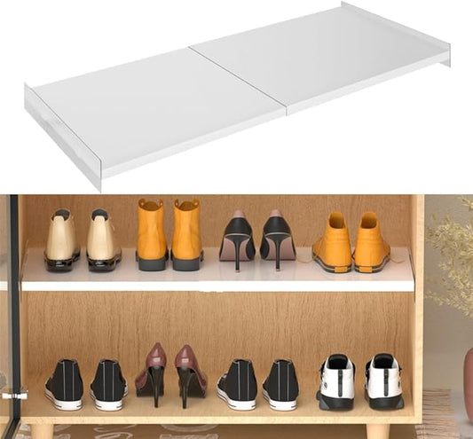 Slideep Closet Shelf Expandable Closet Organizer, Heavy Duty Adjustable Clothes Hanger Rack, DIY Space Saver Layered Separator Divider for Cabinet Wardrobe Cupboard, 16.9-31.5''L