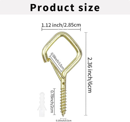 10 PCS Eye Screw Hooks for Hanging Heavy Duty with Safety Buckle.Metal Ceiling Hooks for Hanging Plants,Cup,Wind Chime,Bird Feeders,christmas String Lights at Indoor&Outdoor,2.36 Inch(No Drill Bit)