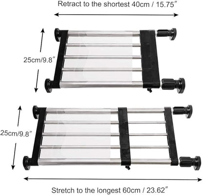 BAOYOUNI Adjustable Shelving Expandable Closet Shelves Tension Rod Clothes Hanger Storage Rack DIY Cabinet Wardrobe Kitchen Bathroom Divider Separator Organizer, Black, 2 Pack