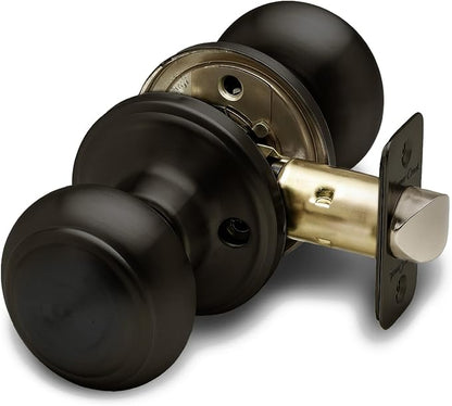 Copper Creek Colonial Passage Interior Door Knob – ANSI Grade-3 Certified, Modern Heavy Duty Handle, Easy Install and Reversible for Bedroom, Bathroom and Closets – Tuscan Bronze (1 Pack)