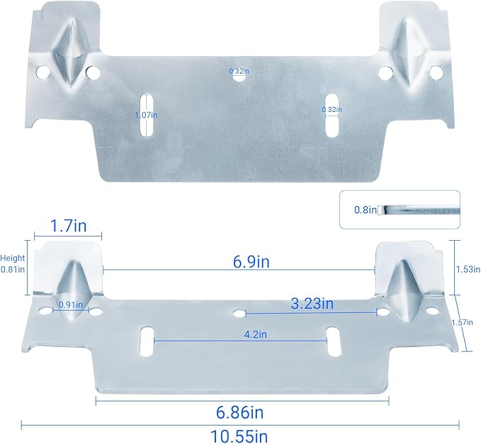 382430-1120A Steel Hanging Bracket Wall Hung Sink Bracket for Wall-Mounted Sink, Featuring Multiple Holes for Securing the Threaded Stud Backplate (1 Pack)