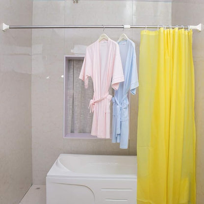 BAOYOUNI Adjustable Shower Curtain Tension Rod Square Head Decorative Straight Expandable Shower Curtain Rail Pole Bar Clothes Hanger, Ivory, 45-66.9 Inches Inches