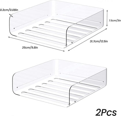 Tomorotec Desk Letter Tray Set, A4 Size Clear PET Stackable Document Organizer Office Desktop File Paper Holder Book Storage Rack Side Load Anti-Skid Stacking Support Convex Bottom (2X Portrait)